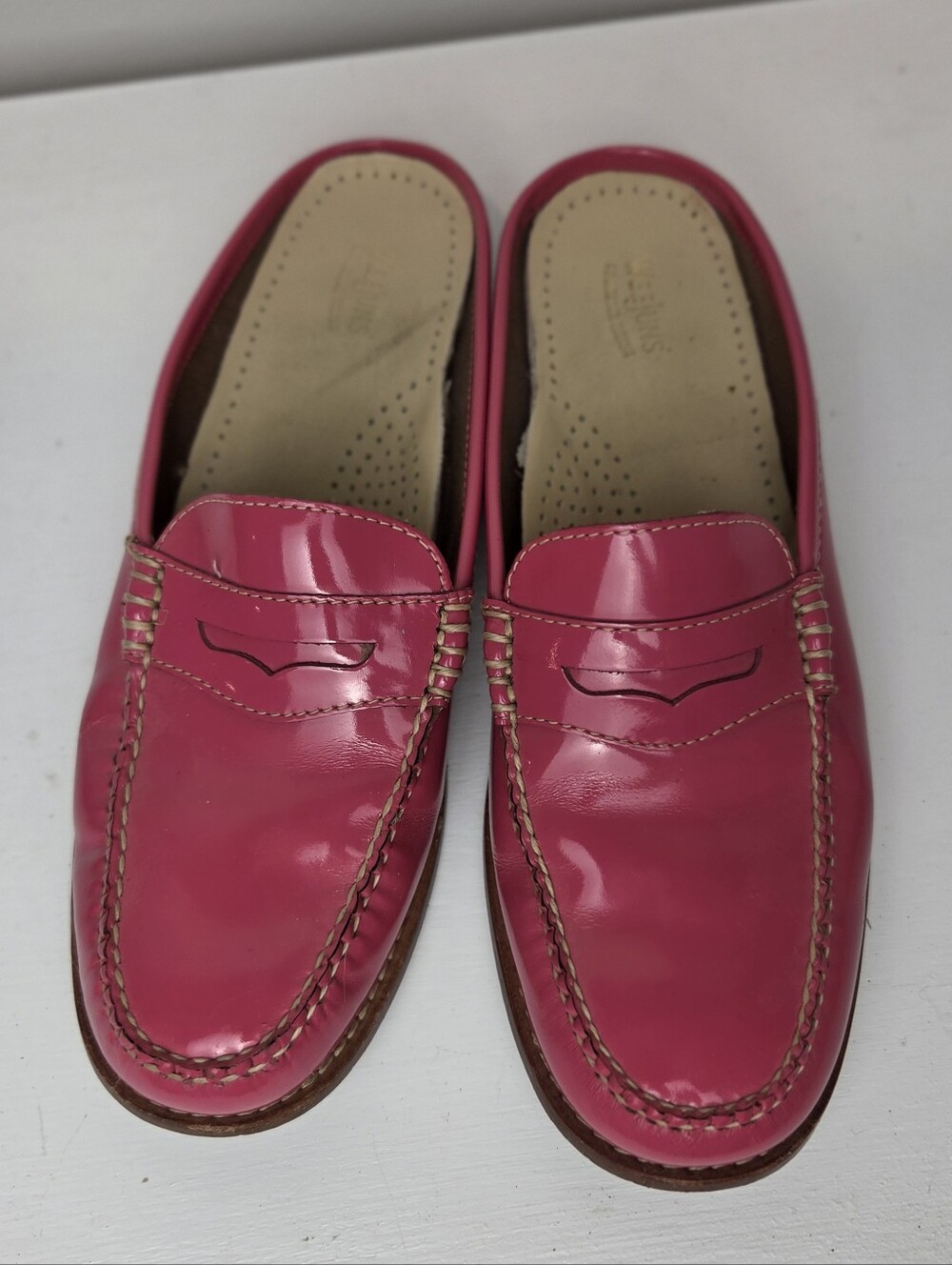 Women's Pink Patent Leather Slip-On Loafer Mules - Casual Comfort